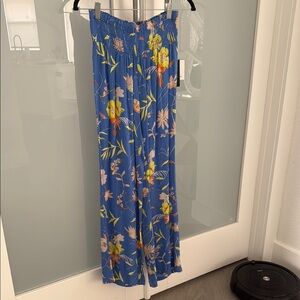 NWT O’Neill Floral Blue Wide-Leg Pants